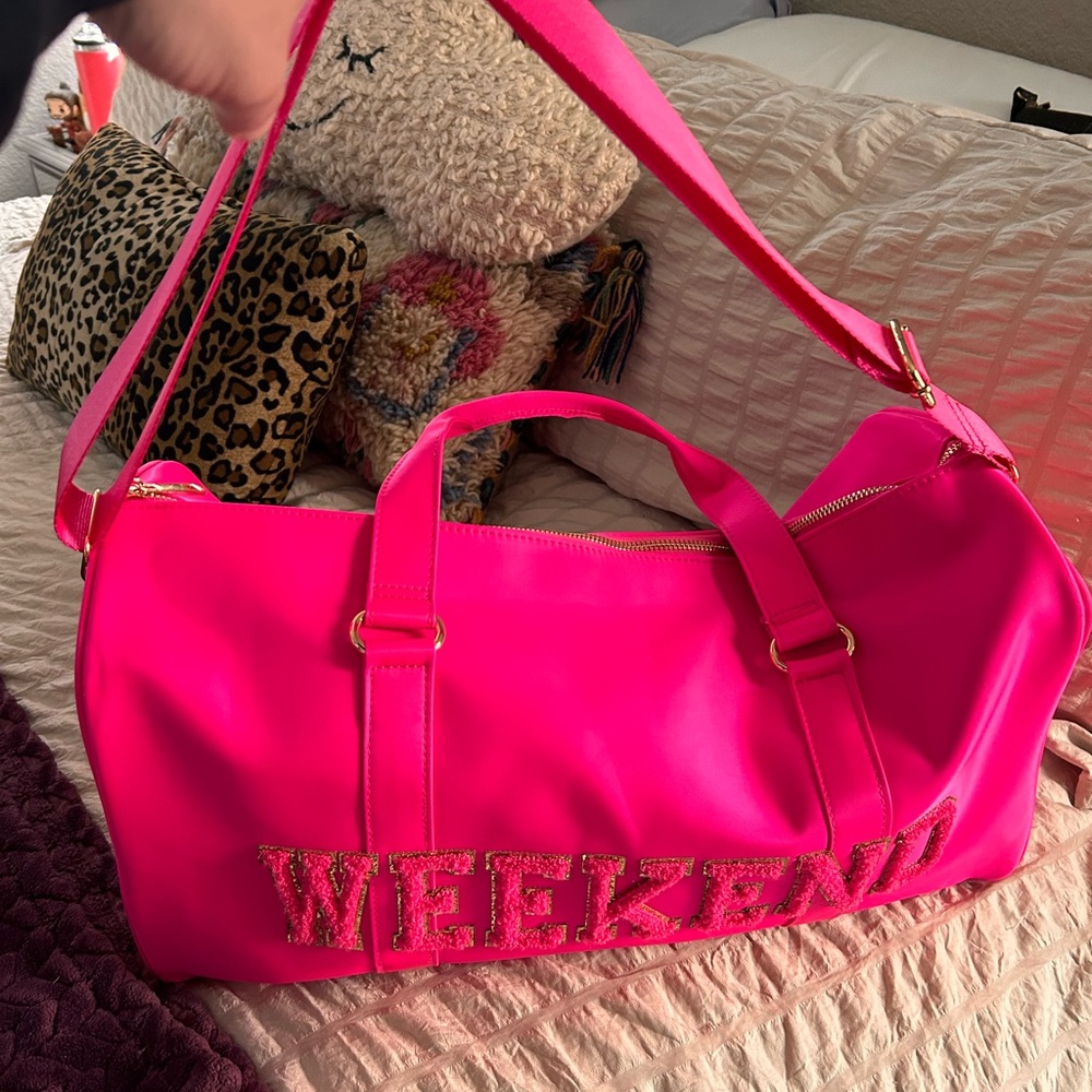 Bright pink, duffel bag